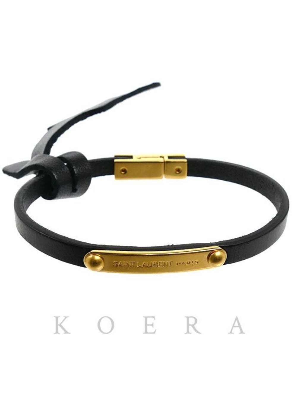 Saint Laurent Leather ID Plate Bracelet S 16.5